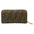 Fendi Wallet Zucca Pattern Dark Brown Beige Multi Zip Around — view 2