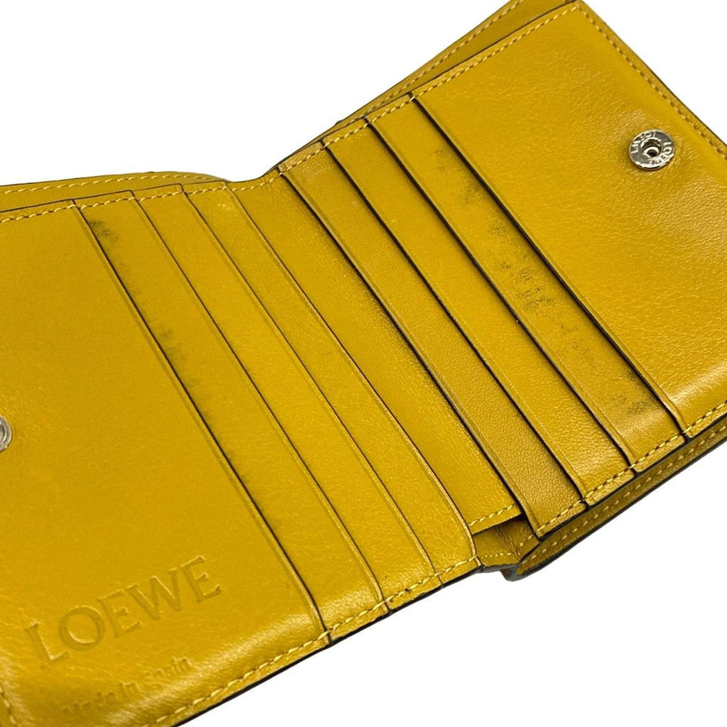 Loewe Bifold Wallet Compact Zip Brown Yellow Anagram Zip Around Leather — view 3