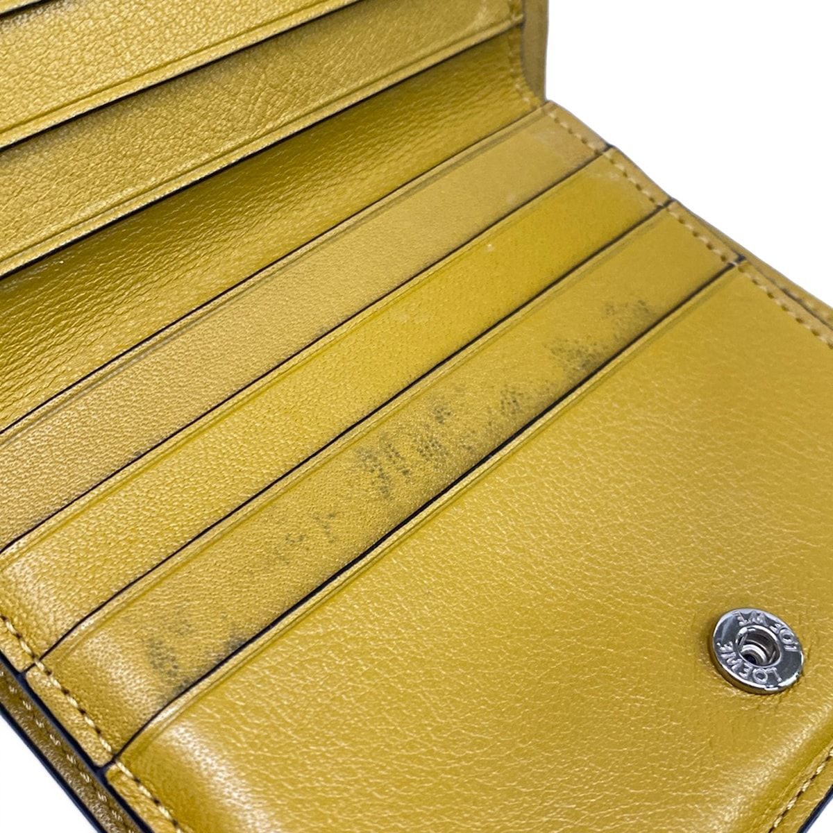 Loewe Bifold Wallet Compact Zip Brown Yellow Anagram Zip Around Leather — view 6