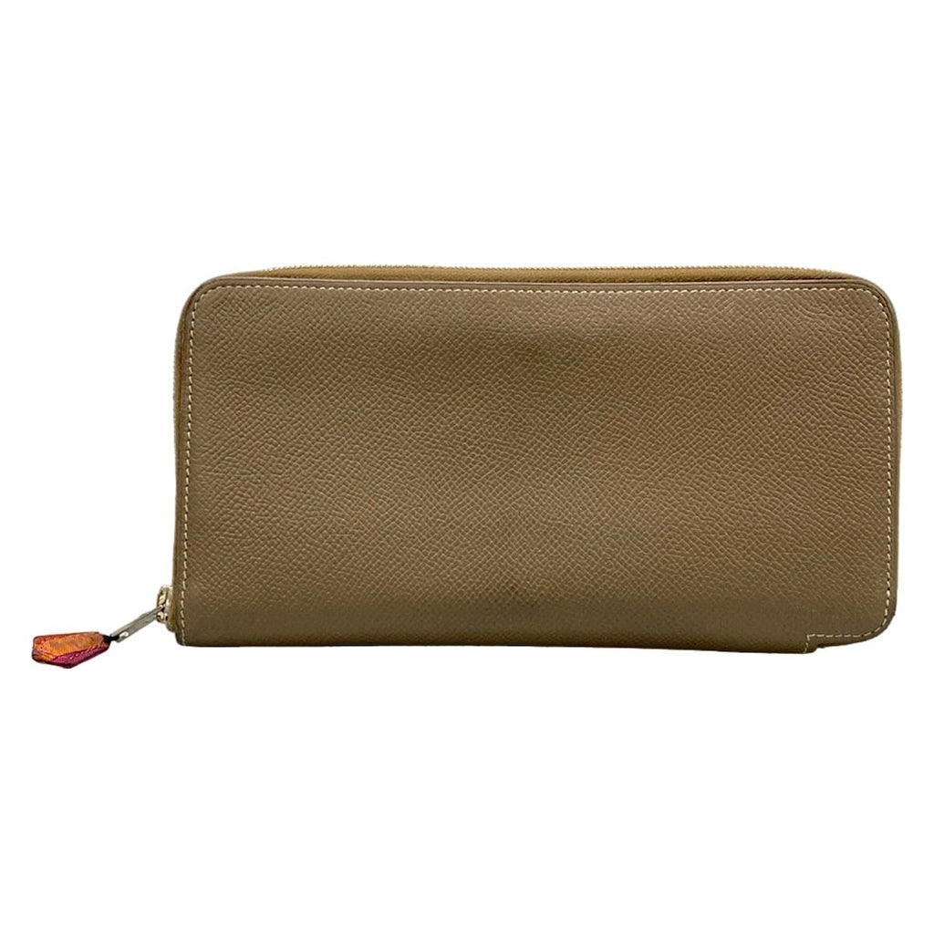 Hermes Wallet Azap Long Silk in Etoupe Zip Around Silver