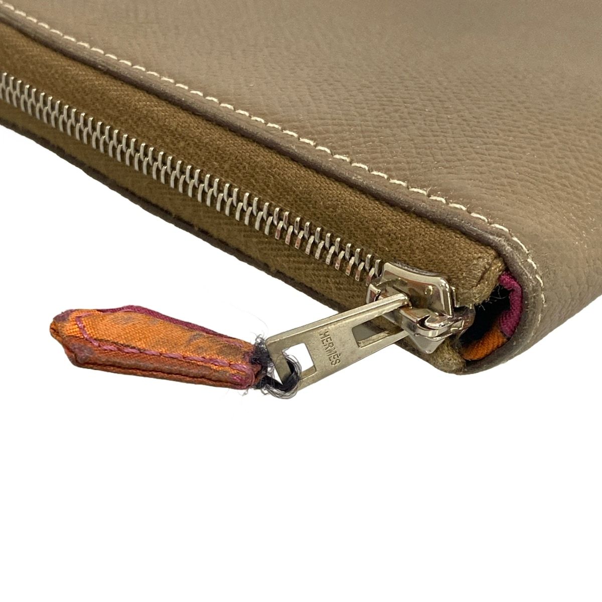 Hermes Wallet Azap Long Silk in Etoupe Zip Around Silver — view 7