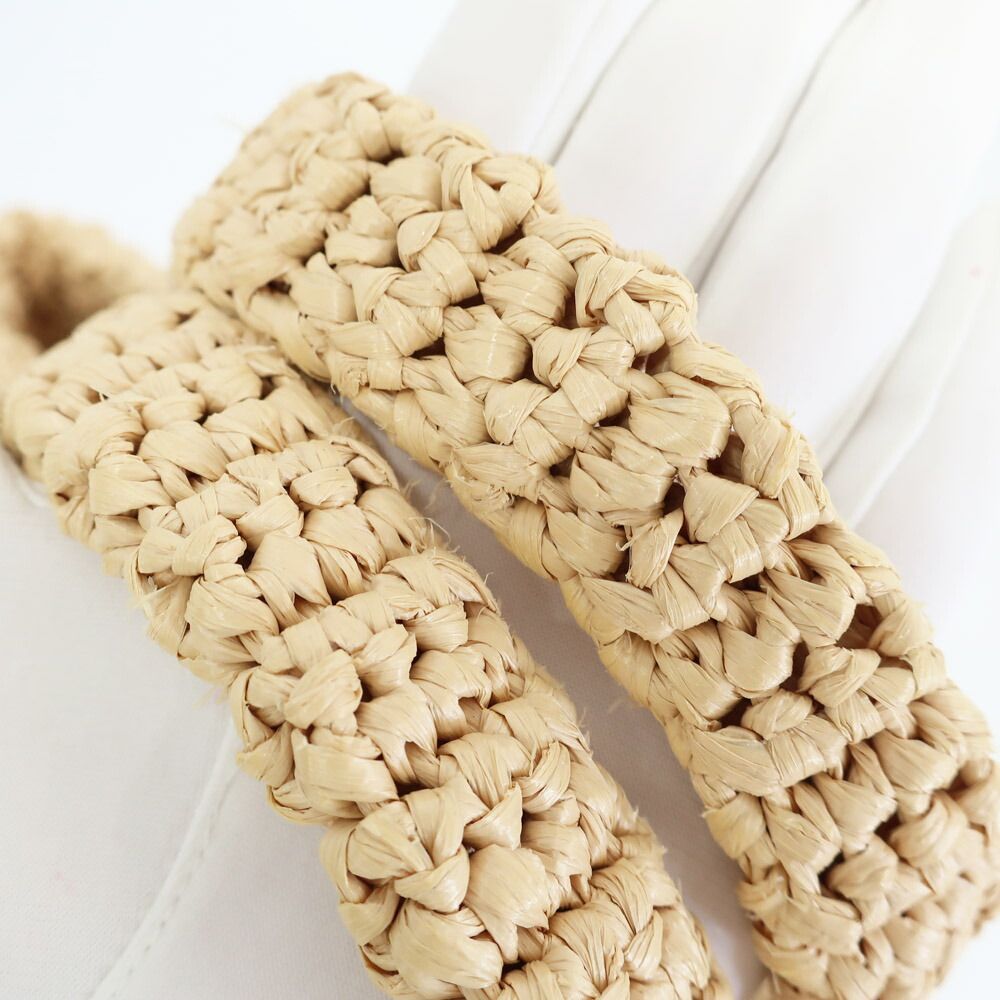 Prada Ten Crochet Tote Raffia Natural Triangle Logo Basket — view 8