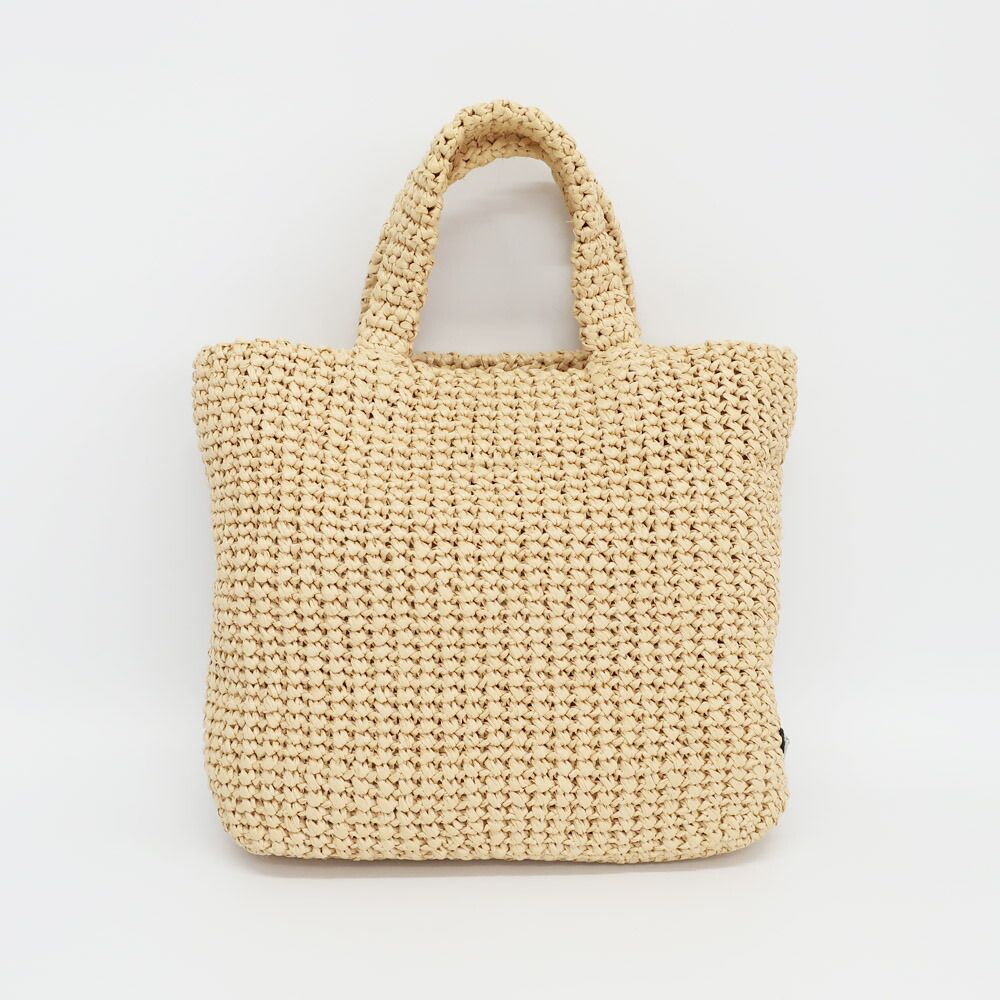 Prada Ten Crochet Tote Raffia Natural Triangle Logo Basket — view 2