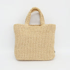Prada Ten Crochet Tote Raffia Natural Triangle Logo Basket — view 2