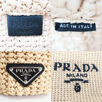 Prada Ten Crochet Tote Raffia Natural Triangle Logo Basket — view 7
