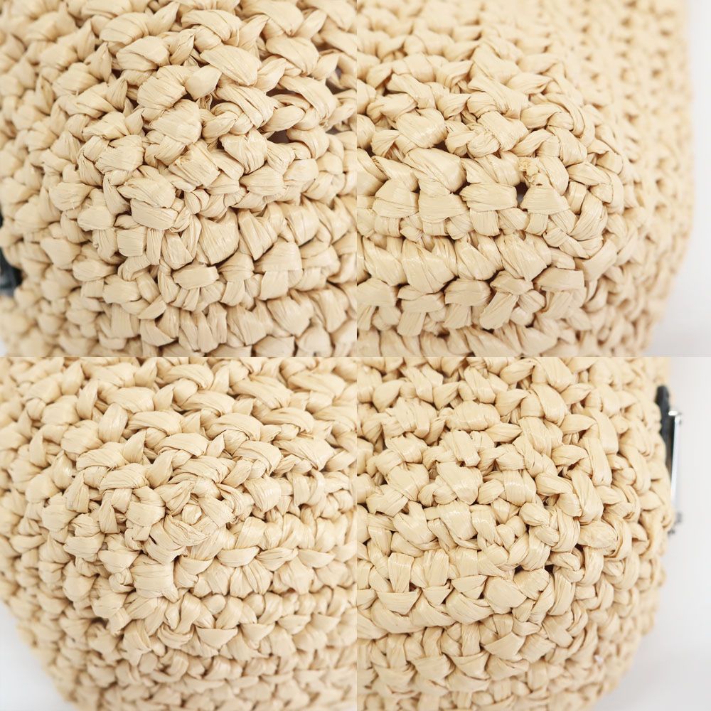 Prada Ten Crochet Tote Raffia Natural Triangle Logo Basket — view 5