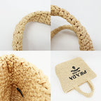 Prada Ten Crochet Tote Raffia Natural Triangle Logo Basket — view 9