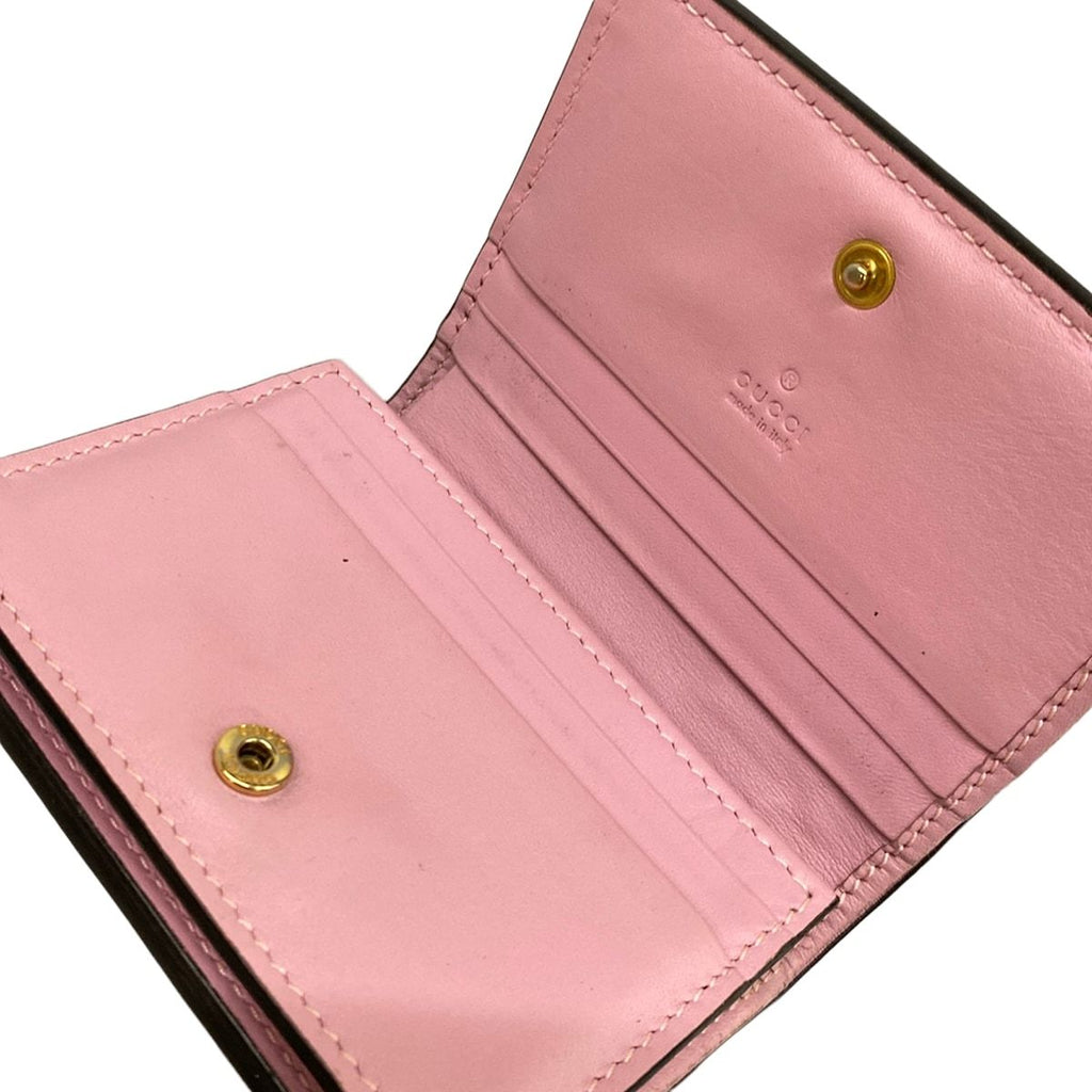 Gucci Bifold Wallet Strawberry Print GG Card Case Beige Red Multi — view 3