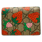 Gucci Bifold Wallet Strawberry Print GG Card Case Beige Red Multi — view 2