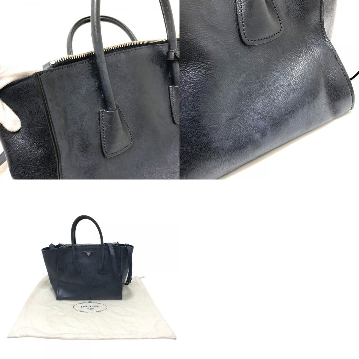 Prada Handbag Vitello Daino Leather Blue — view 9