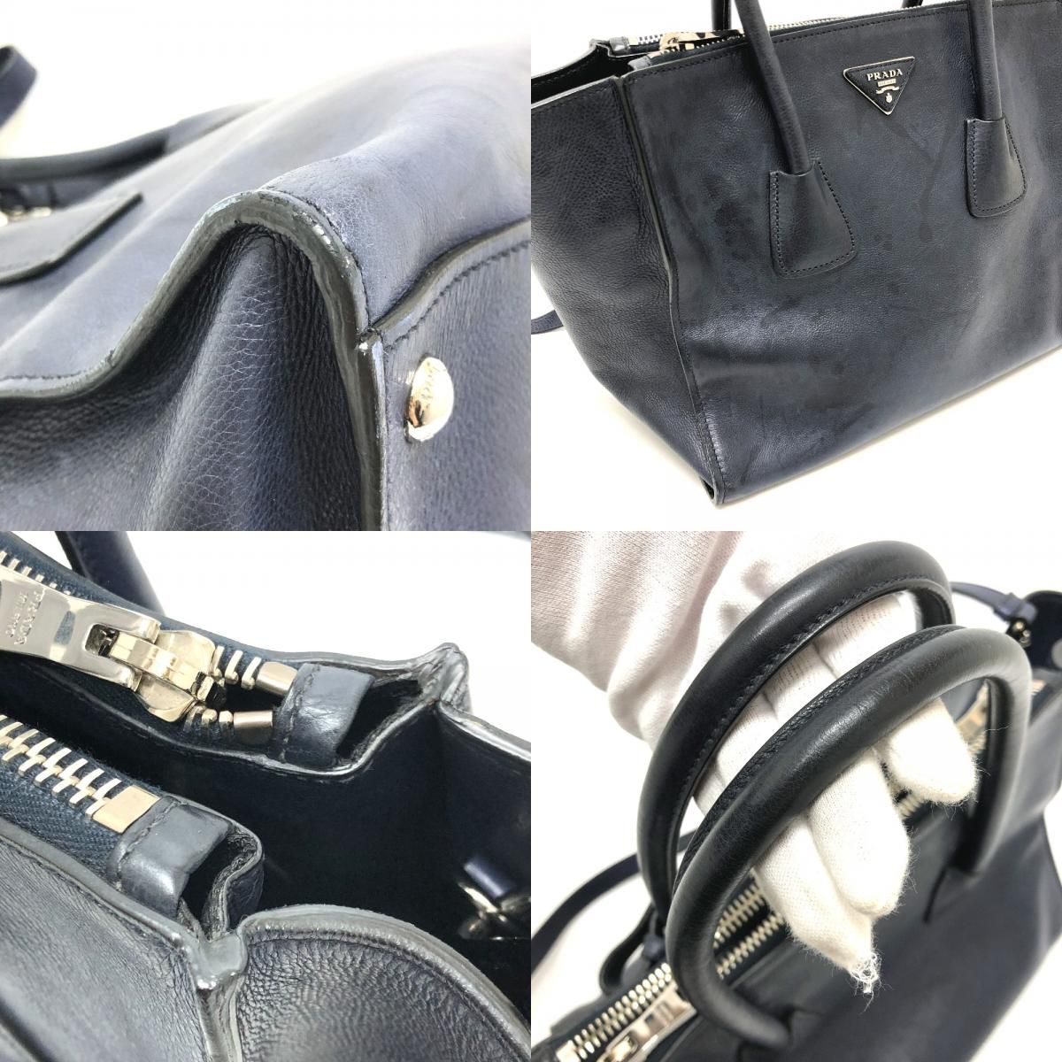 Prada Handbag Vitello Daino Leather Blue — view 7