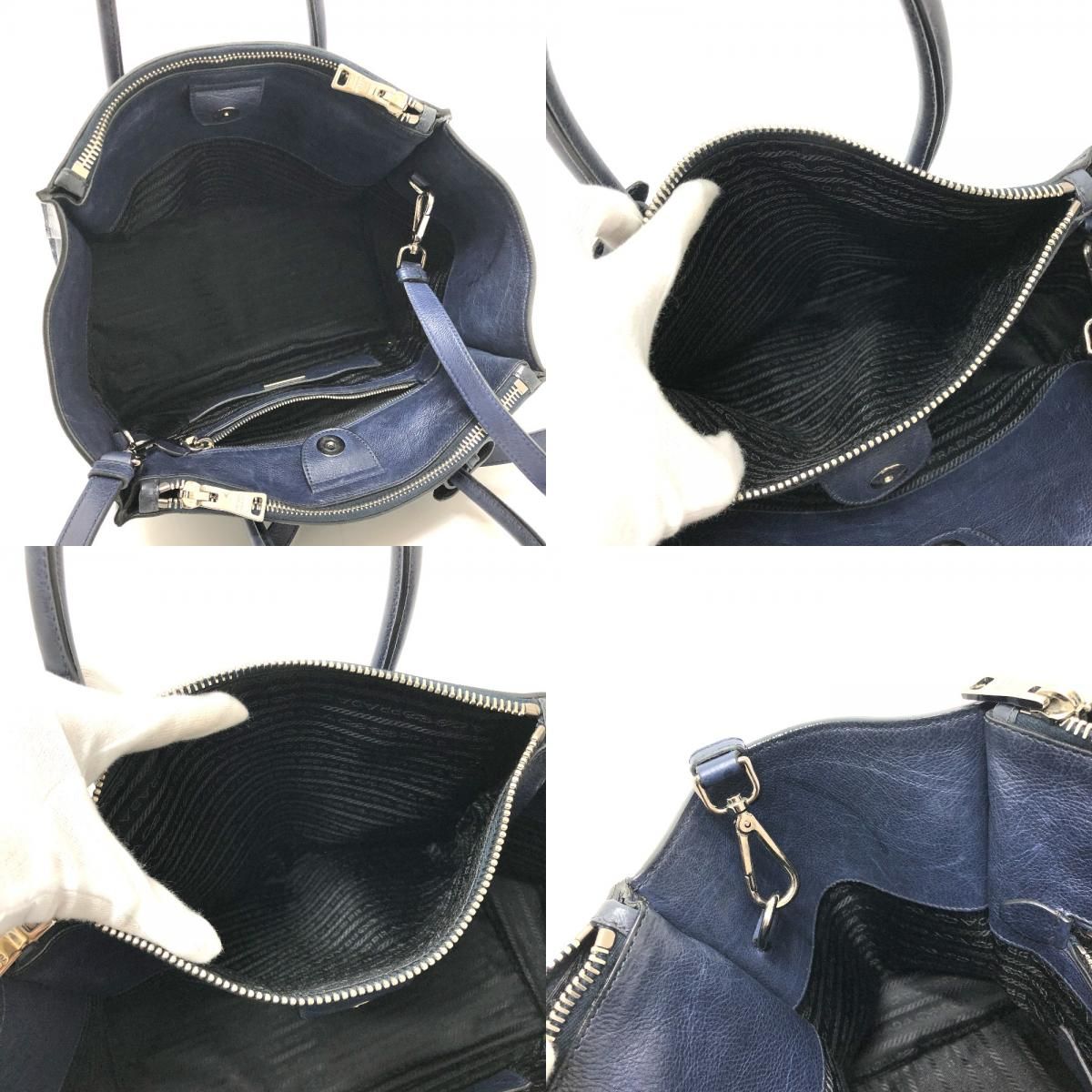 Prada Handbag Vitello Daino Leather Blue — view 8