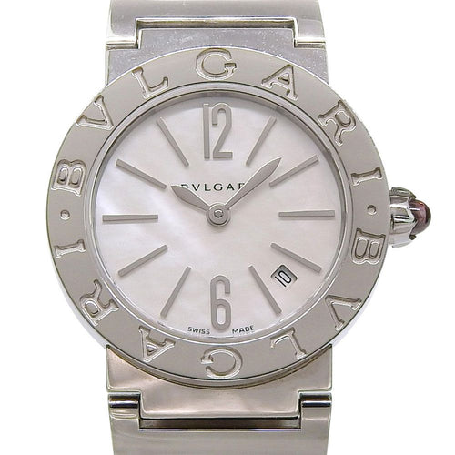 Bvlgari Stainless Steel Quartz Analog Display White Shell Dial Watch