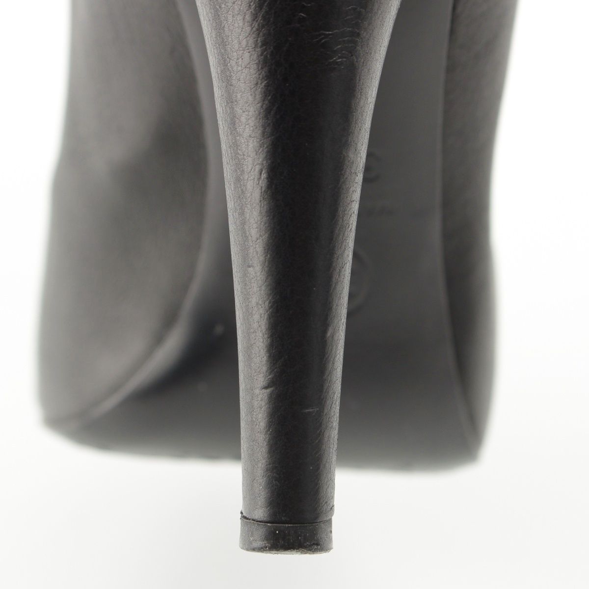 Chanel Leather Pearl Heels Long Boots Black 36 1 2C — view 7