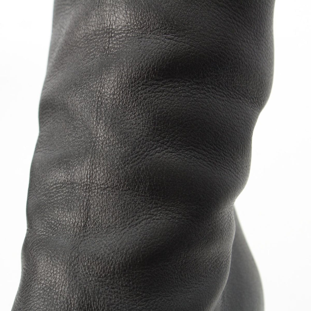Chanel Leather Pearl Heels Long Boots Black 36 1 2C — view 9