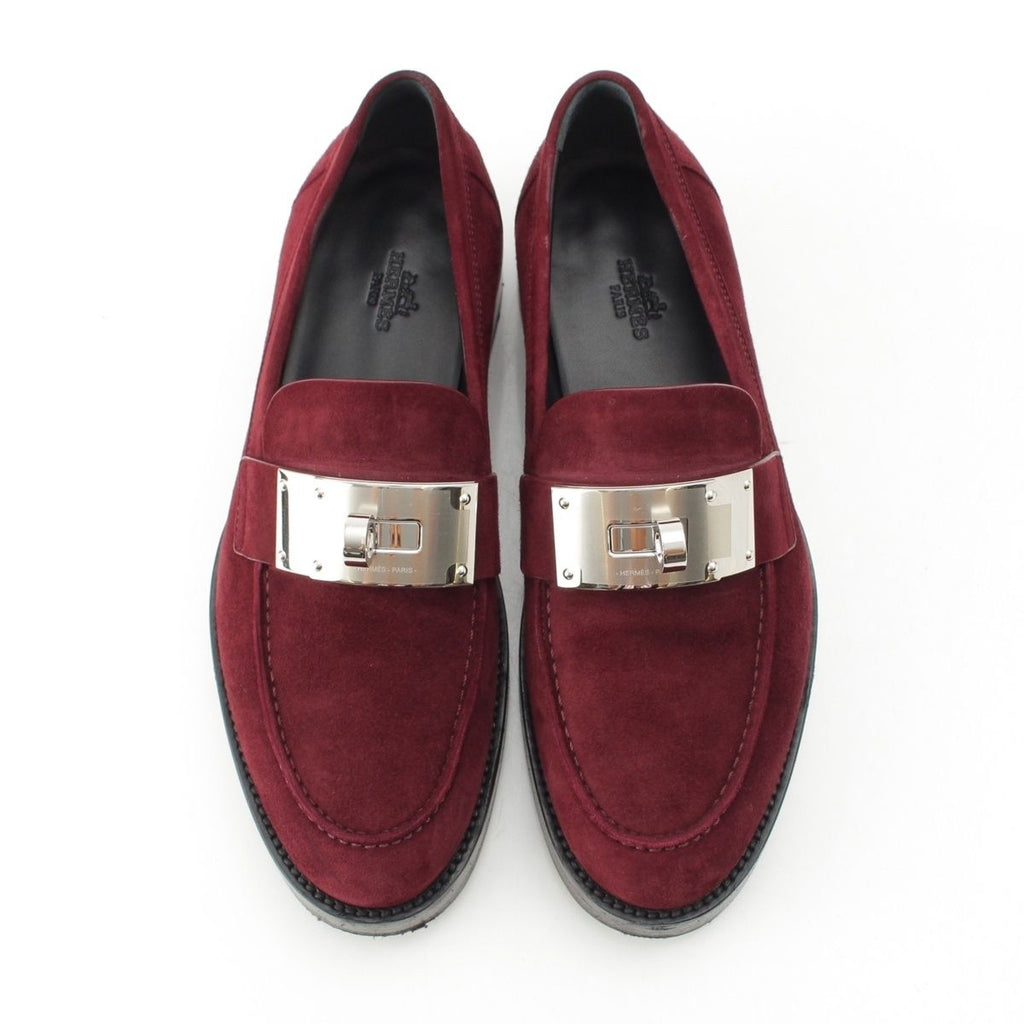 Hermes Hot Suede Kelly Loafers Bordeaux — view 2