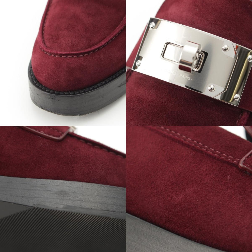 Hermes Hot Suede Kelly Loafers Bordeaux — view 8