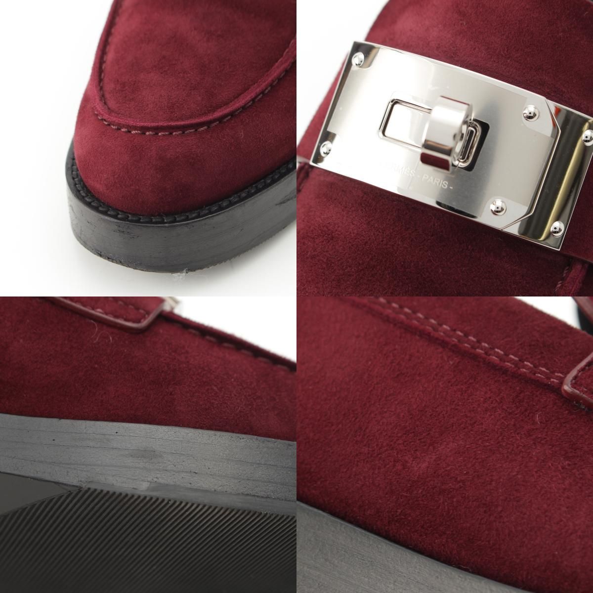 Hermes Hot Suede Kelly Loafers Bordeaux — view 8