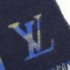 Louis Vuitton Wool Cashmere Echarpe Check with Logo Scarf Blue — view 7