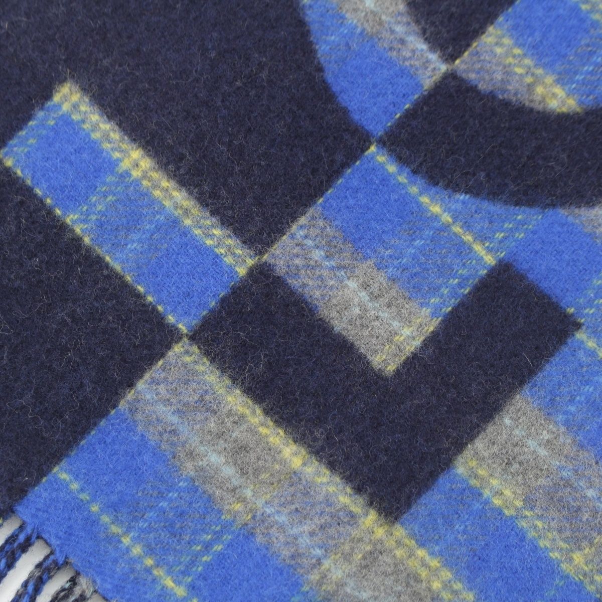 Louis Vuitton Wool Cashmere Echarpe Check with Logo Scarf Blue — view 4
