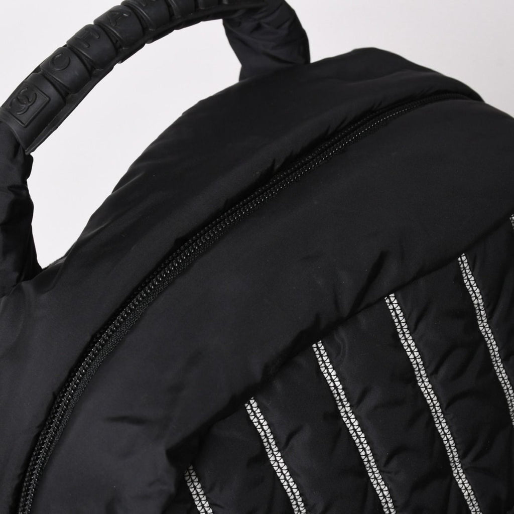 Chanel Sports Line Backpack CC Logo Nylon Stitch Black White — view 5