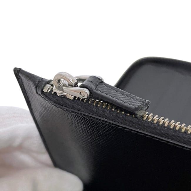 Prada Zip Around Wallet Organizer Black Nero Saffiano Leather — view 8