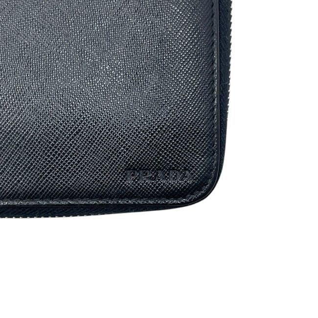 Prada Zip Around Wallet Organizer Black Nero Saffiano Leather — view 6