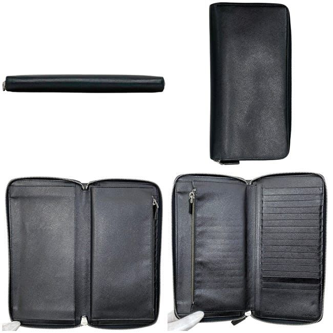 Prada Zip Around Wallet Organizer Black Nero Saffiano Leather — view 2