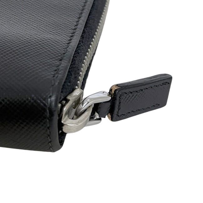 Prada Zip Around Wallet Organizer Black Nero Saffiano Leather — view 9