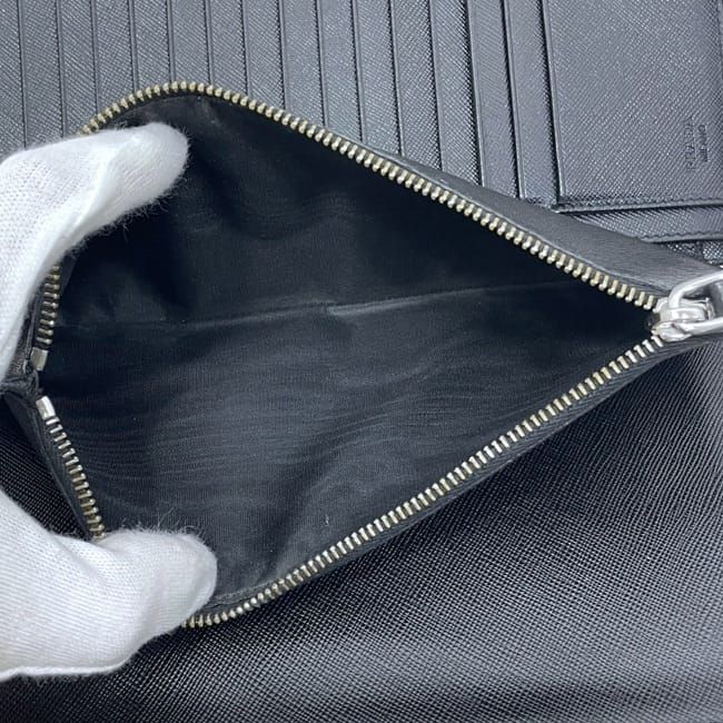 Prada Zip Around Wallet Organizer Black Nero Saffiano Leather — view 3