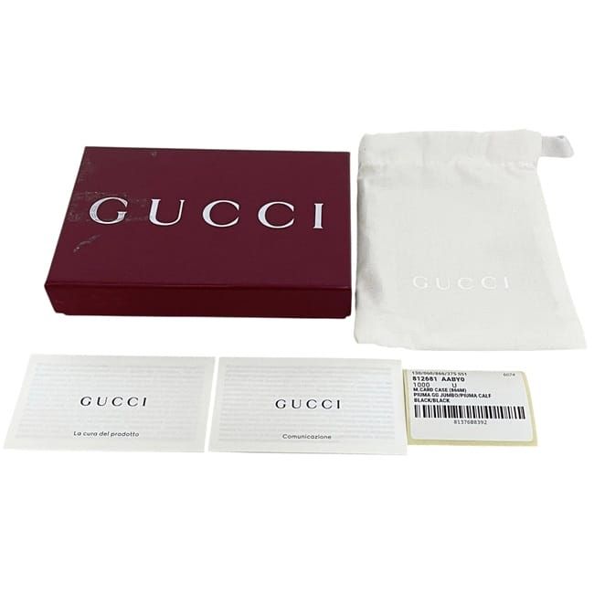 Gucci Card Case Holder Black GG Jumbo Leather — view 9