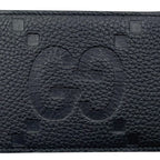 Gucci Card Case Holder Black GG Jumbo Leather — view 6