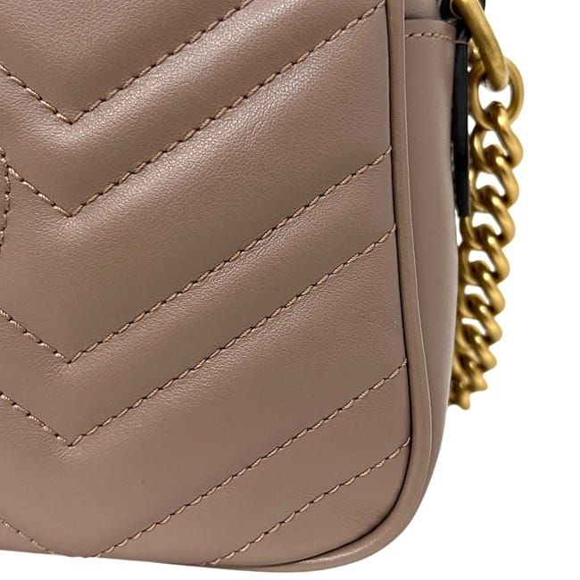 Gucci Chain Shoulder Bag Beige GG Marmont Leather — view 8