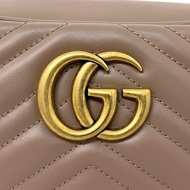 Gucci Chain Shoulder Bag Beige GG Marmont Leather — view 9