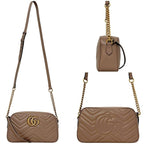 Gucci Chain Shoulder Bag Beige GG Marmont Leather — view 2