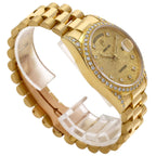 Rolex Day Date Bezel Lug Diamond Watch 18k Yellow Gold — view 2