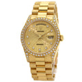 Rolex Day Date Bezel Lug Diamond Watch 18k Yellow Gold