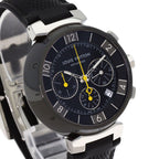 Louis Vuitton Tambour in Black Chronograph Watch SS Leather — view 4