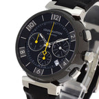 Louis Vuitton Tambour in Black Chronograph Watch SS Leather — view 3