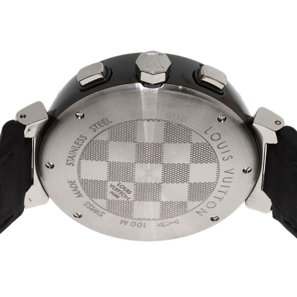 Louis Vuitton Tambour in Black Chronograph Watch SS Leather — view 6