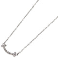 Tiffany & Co T Smile Mini Diamond Necklace 18k White Gold