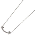 Tiffany & Co T Smile Mini Diamond Necklace 18k White Gold