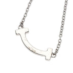 Tiffany & Co T Smile Mini Diamond Necklace 18k White Gold — view 5