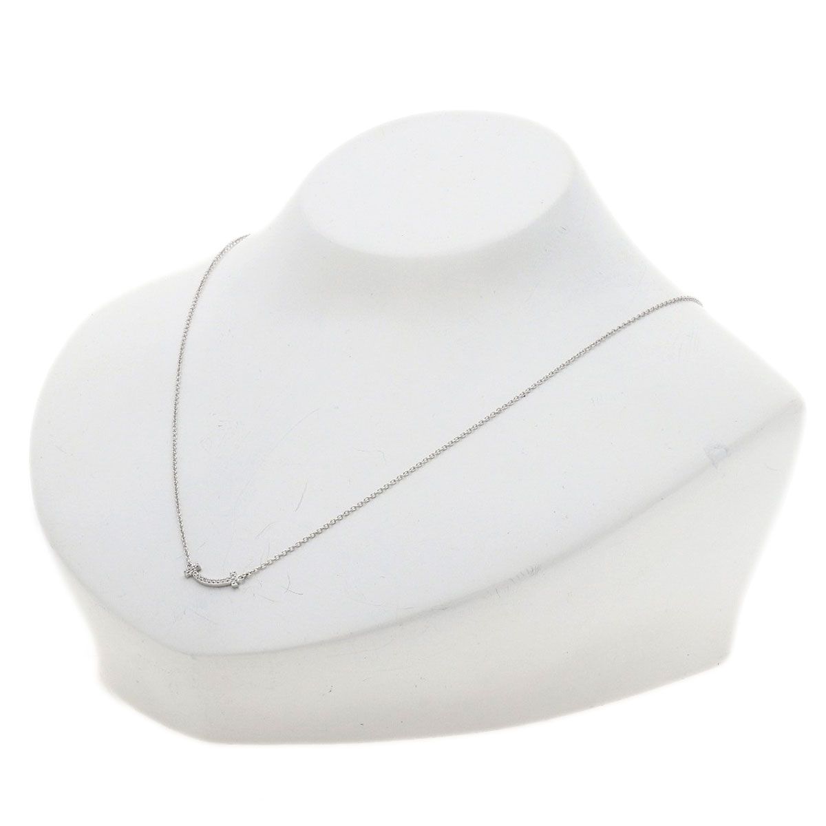 Tiffany & Co T Smile Mini Diamond Necklace 18k White Gold — view 4