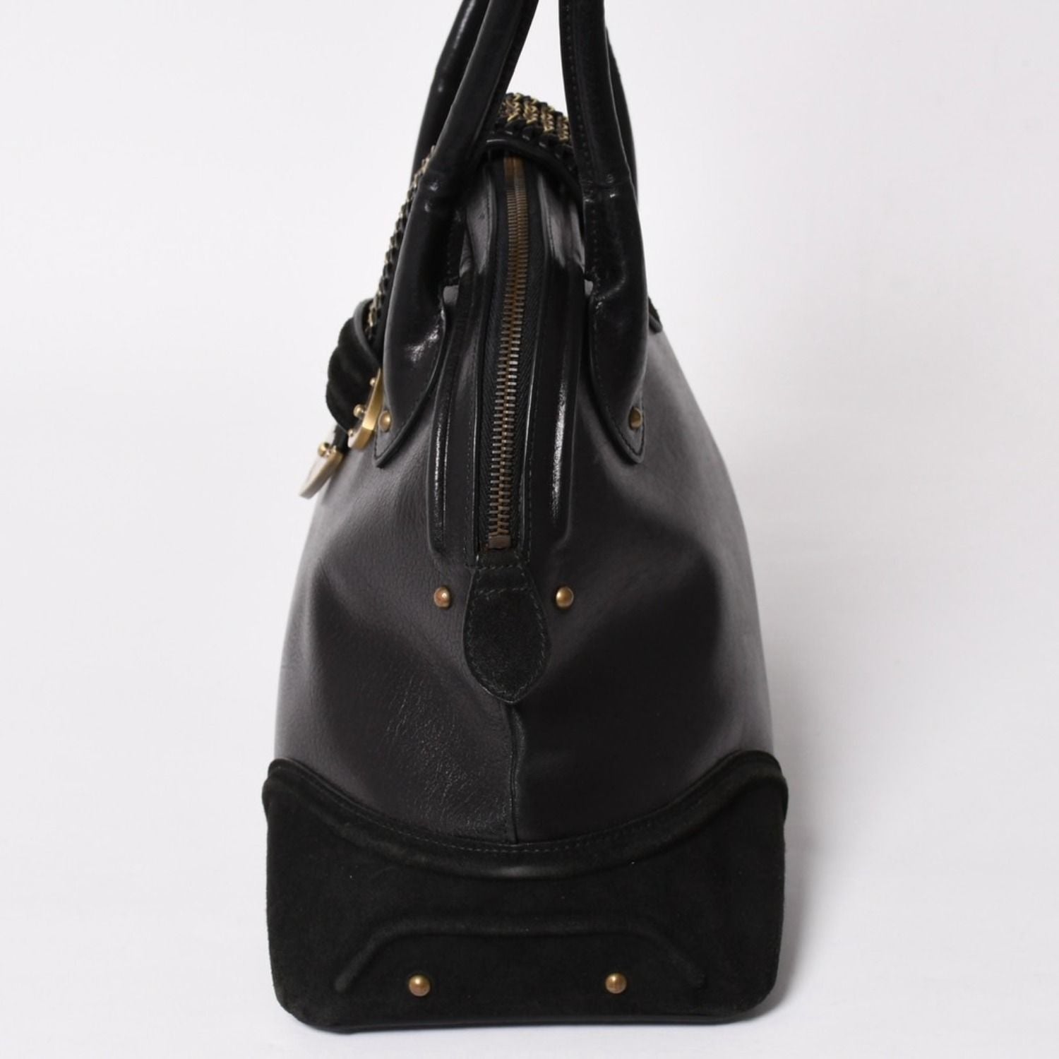 Dior Jeanne Handbag Calfskin Suede Galliano Era Metal Plate Studs Gold — view 4