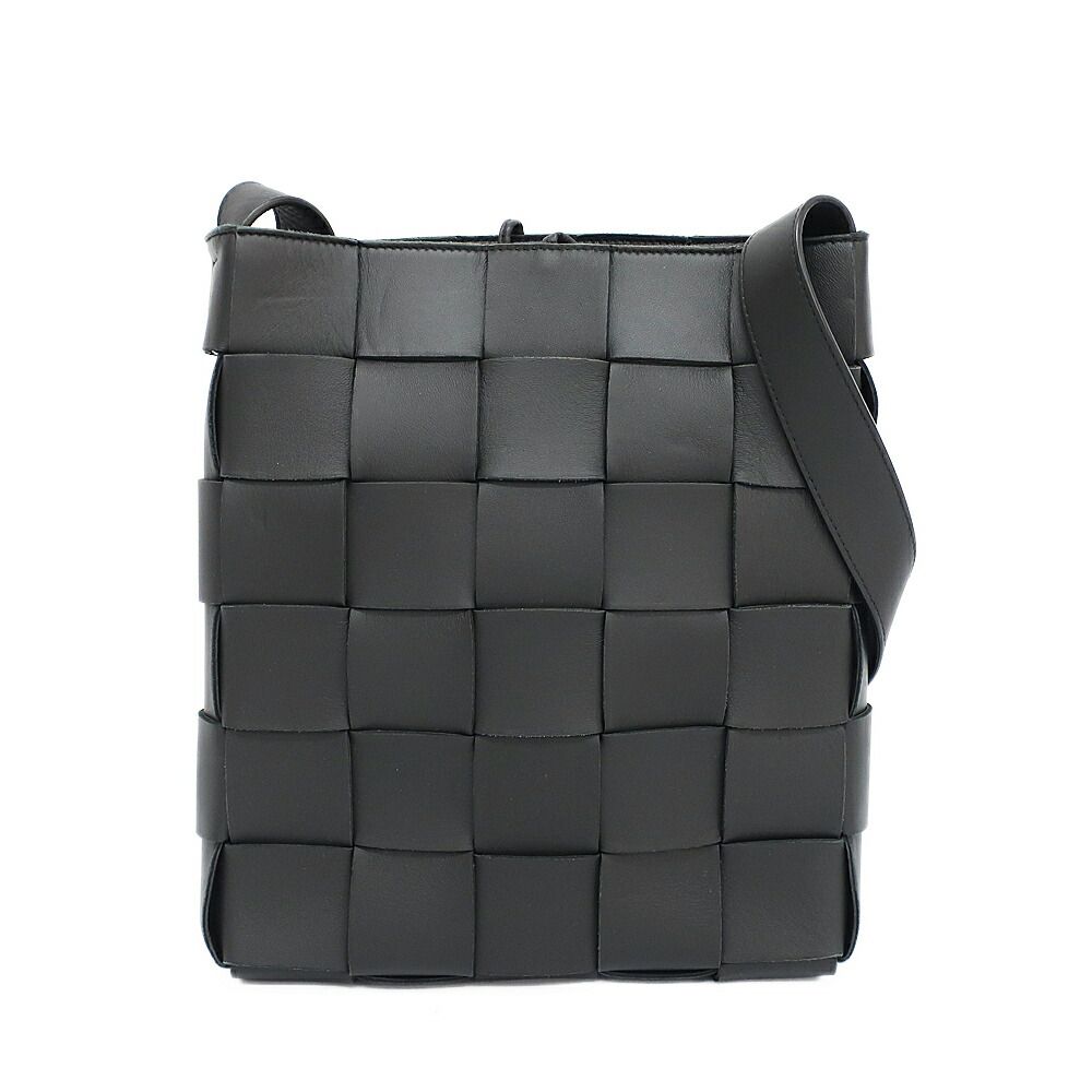 Bottega Veneta Ten Cassette Messenger Bag Black Leather