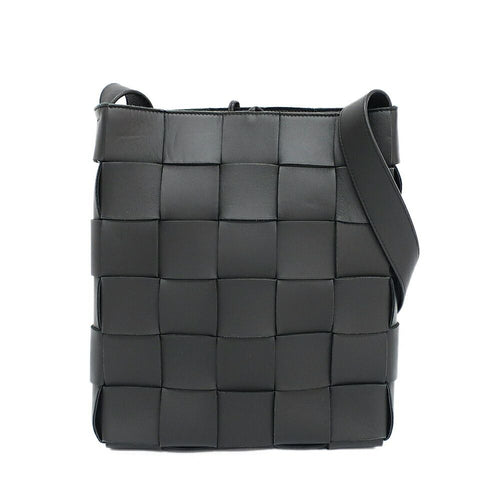 Bottega Veneta Ten Cassette Messenger Bag Black Leather