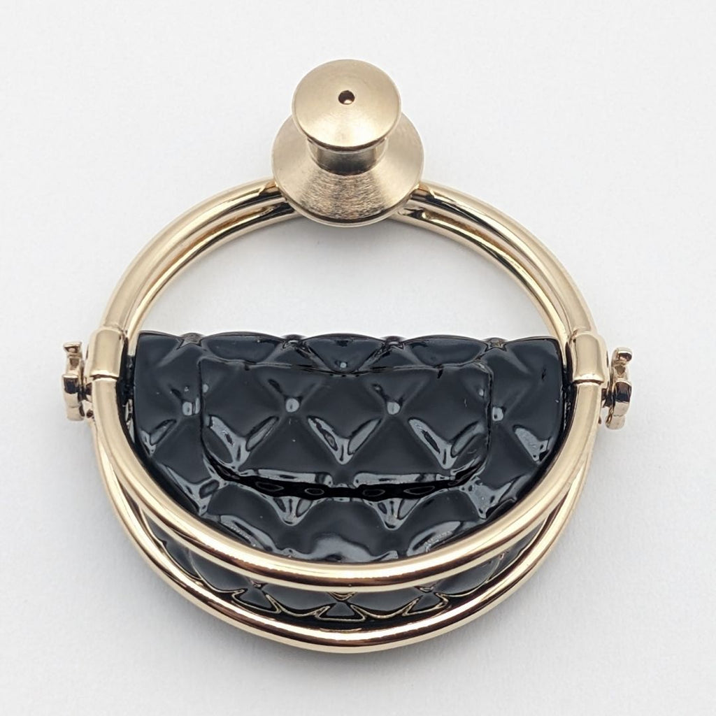 Chanel Brooch CC Logo Turnlock Quilted Bag Motif Gold Black Pin Badge 23c — view 4