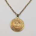 Chanel CC Logo Gold Necklace Round Pendant First Era Vintage