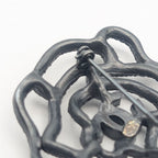 Chanel Brooch CC Logo Black Camellia Rhinestone Vintage — view 4
